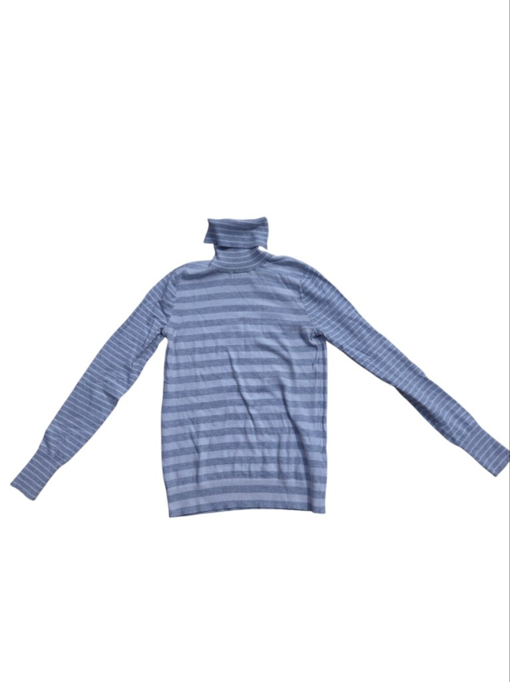 Banana Republic Cotton+Cashmere Gray/White Striped Turtleneck Size XS